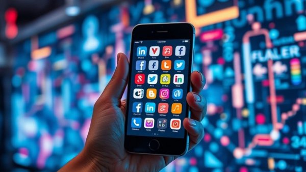 Mobile with social media icons symbolizing the future of social commerce and agentic AI.