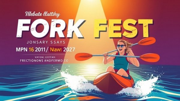 2nd Annual North Fork Festival poster with event details and kayaker graphic.