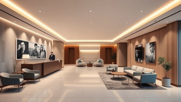 Modern reception area of a New York City dental school