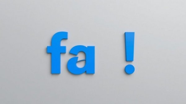 Simple blue 'fa!' text on gray background.