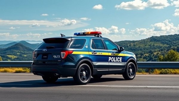 South Carolina State Trooper SUV on scenic highway with hills.