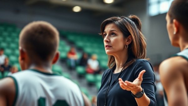 Phoenix Mercury coaching staff member instructing players on court