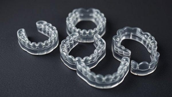 Clear dental aligners on dark background highlighting AI in aligner therapy.