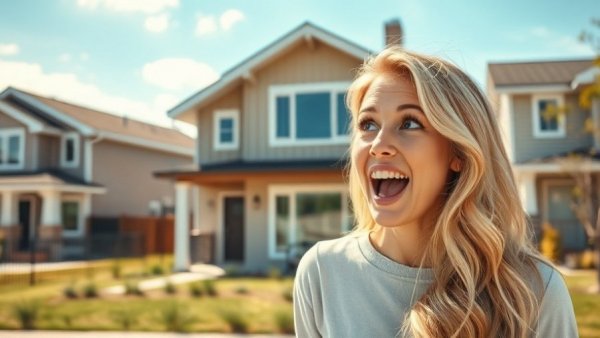 Affordable housing in Phoenix with a surprised woman in front.