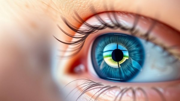 Macro close-up of a blue eye detail for AREDS2 eye vitamins.