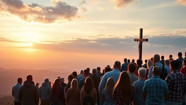 70th Annual Easter Sunrise Service in Greenville SC with attendees at sunrise.