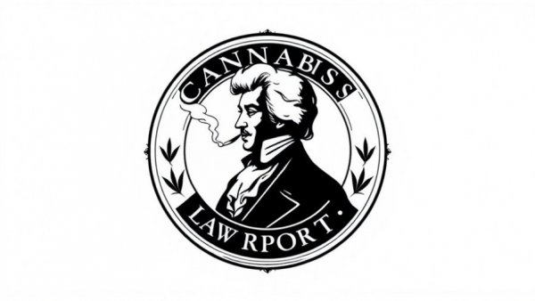 Cannabis Law Report vintage silhouette logo in black and white.