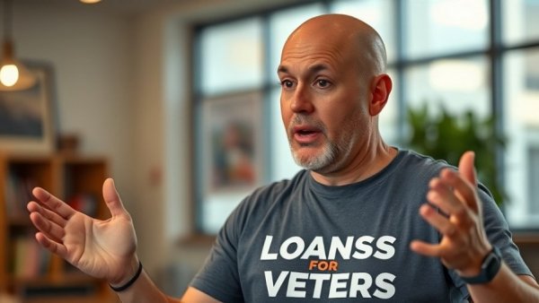 Man discussing VA housing market passionately indoors.