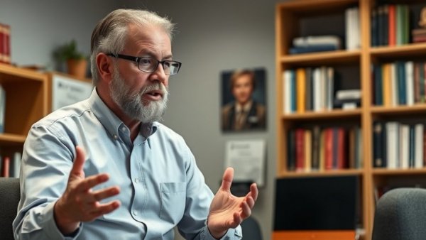 Man discussing dental practice strategies in an office.