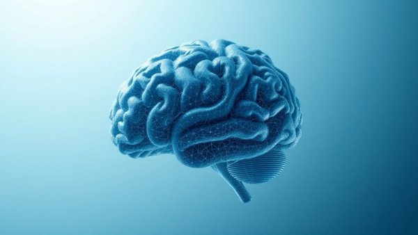 Complex digital brain AI healthcare diagnostics illustration.