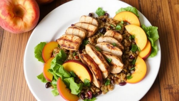 Grilled Chicken, Lentil and Peach Salad