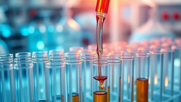 Laboratory pipette dispensing liquid into test tubes related to Ireland Medical Cannabis Access.