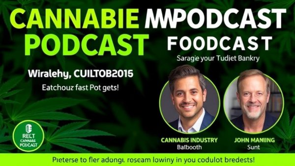 Podcast banner on cannabis industry compliance and banking.