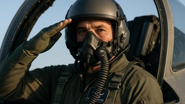 Air Force pilot saluting in jet cockpit, emphasizing aviator bonuses.