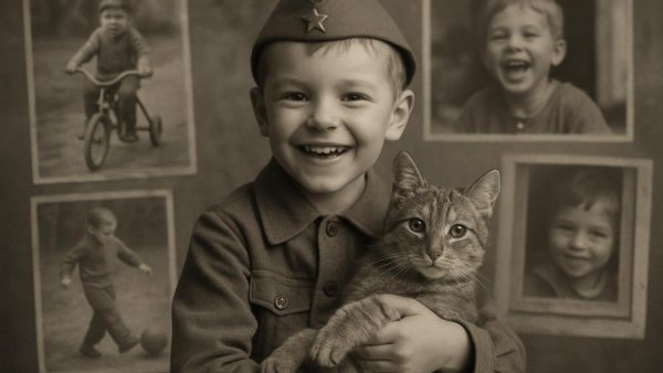 Collage showcasing military childhood experiences with nostalgic focus.