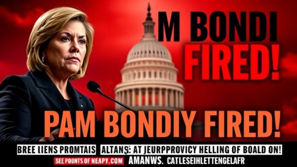 Dramatic headline image on cannabis industry news, Pam Bondi fired.