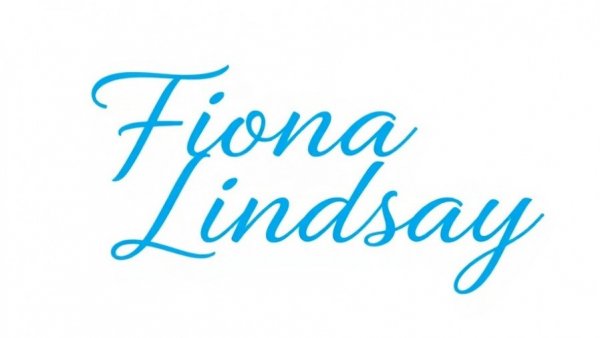 Elegant blue cursive text logo for Fiona J Lindsay - NeuroAwakening