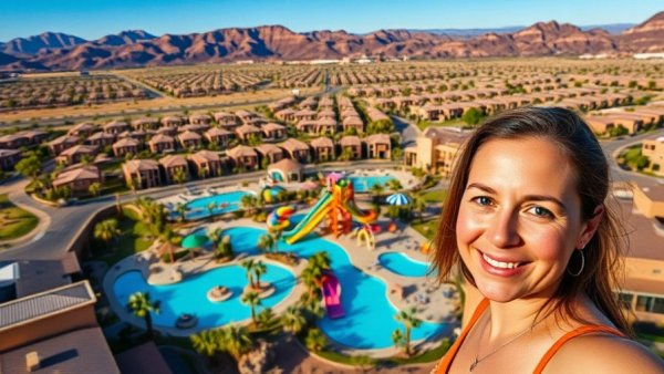 Arial view of masterplanned community in Anthem Phoenix with water park