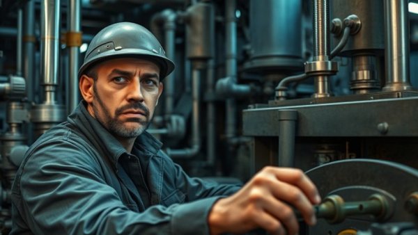 Technician operating advanced hemp processing technology in a factory