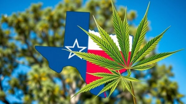 Texas map and hemp leaf, symbolizing Texas smokable hemp ban
