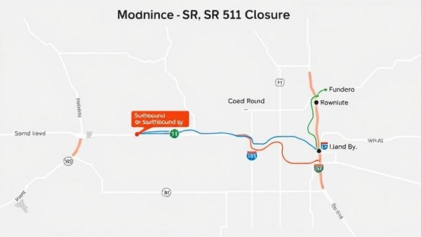 Map showing Southbound SR 51 closure and detour routes.