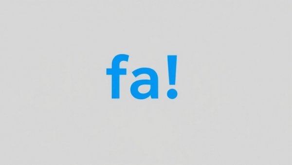 Simple blue 'fa!' text on gray background.