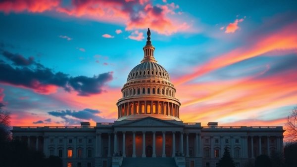 US Capitol building at sunset, Permanent 20% Small Business Tax Deduction concept.