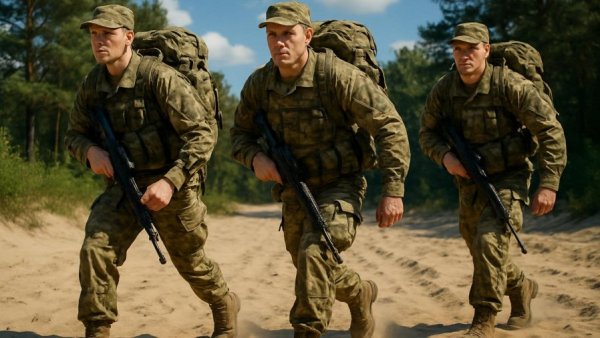 Soldiers march across sandy terrain, highlighting federal layoff rules for veterans.