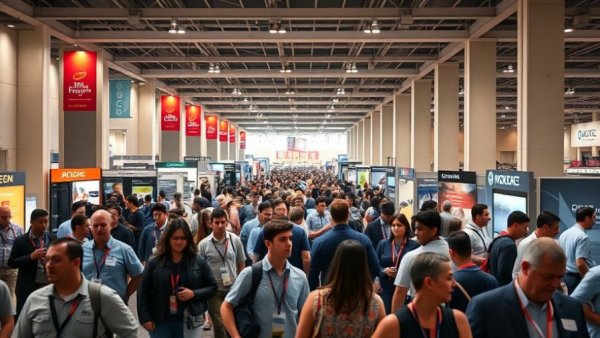 Attendees exploring IDEM 2026 dental innovation exhibit hall.