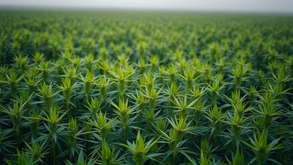 Lush hemp field under misty morning light, related to USDA hemp production report 2025.