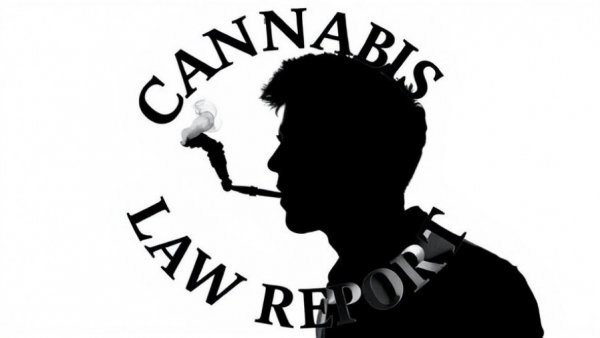 Cannabis industry state laws logo in black and white.
