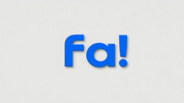 Stylized 'fa!' logo in blue on gray background