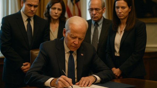 Prominent figure signs document in a formal office setting, supporting expanded psychedelic research for PTSD.