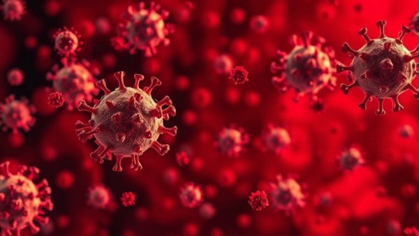 Artistic virus depiction related to aging lungs and respiratory infections.