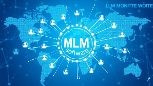 Modern graphic of MLM software network connections.