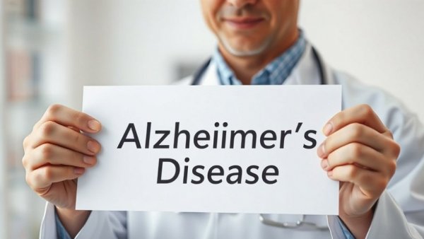 Doctor holding Alzheimer's Disease sign, linking low hemoglobin and dementia risk.