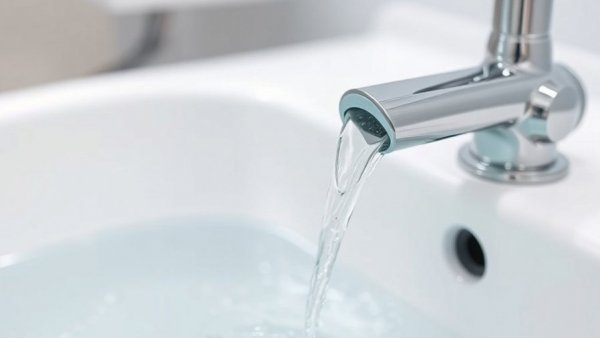 Close-up of dental unit waterline with clear flowing water for managing dental units.