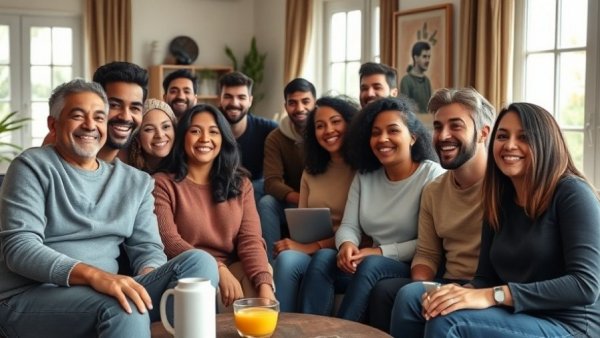 Group of friends enjoying casual gathering highlighting microbiome health through social interactions