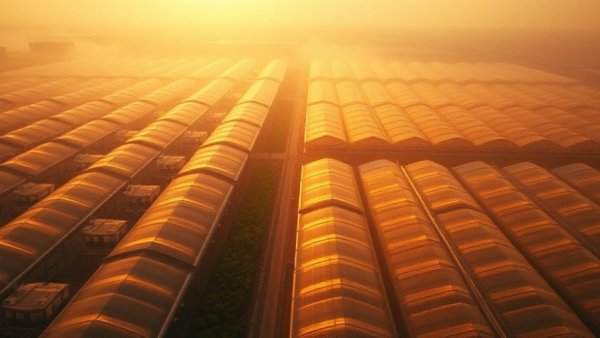 APAC medicinal cannabis marketplace greenhouse at sunrise.