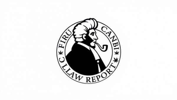 Minimalist cannabis law report logo with historical silhouette.