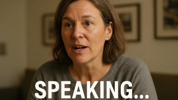 Middle-aged woman discussing VA medical records for veterans indoors.