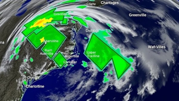 Greenville SC weather forecast radar map with rain patterns.