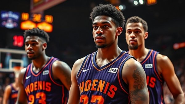 Phoenix Suns players focused on the court, debating franchise future.