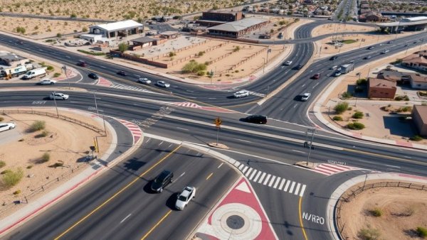 Construction on Verrado Way in Buckeye: aerial view of intersection and vehicles.