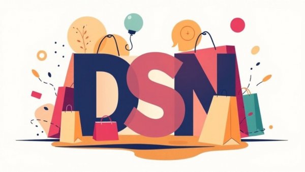 Abstract depiction of D2C retail trends with bold typography.