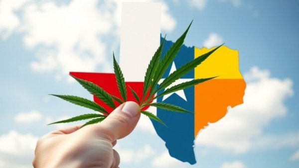 Texas map and hemp leaf highlighting smokable hemp legal ruling in Texas.
