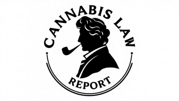 Circular logo with silhouette for Cannabis Law Report, military court hemp drug case.
