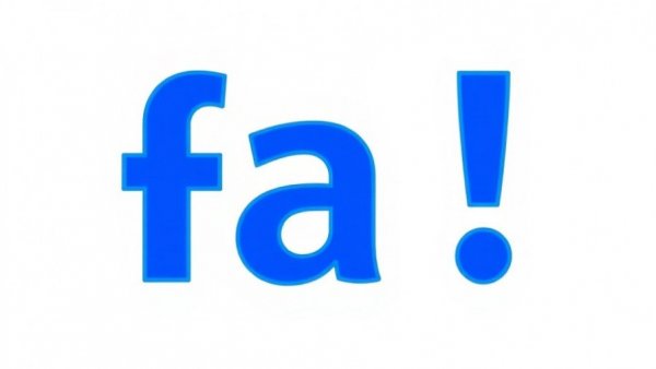 Bold blue 'fa!' on white background, simple design.