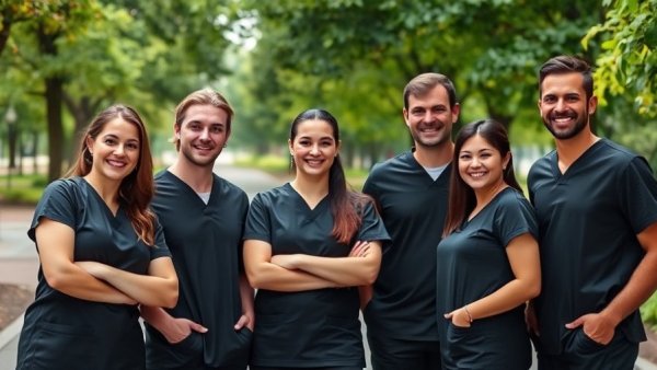 SFSC Dental Hygiene Graduates group in black scrubs outdoors