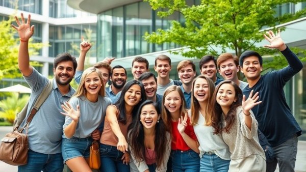 Happy group at Ivoclar Summer School 2026 on modern campus.